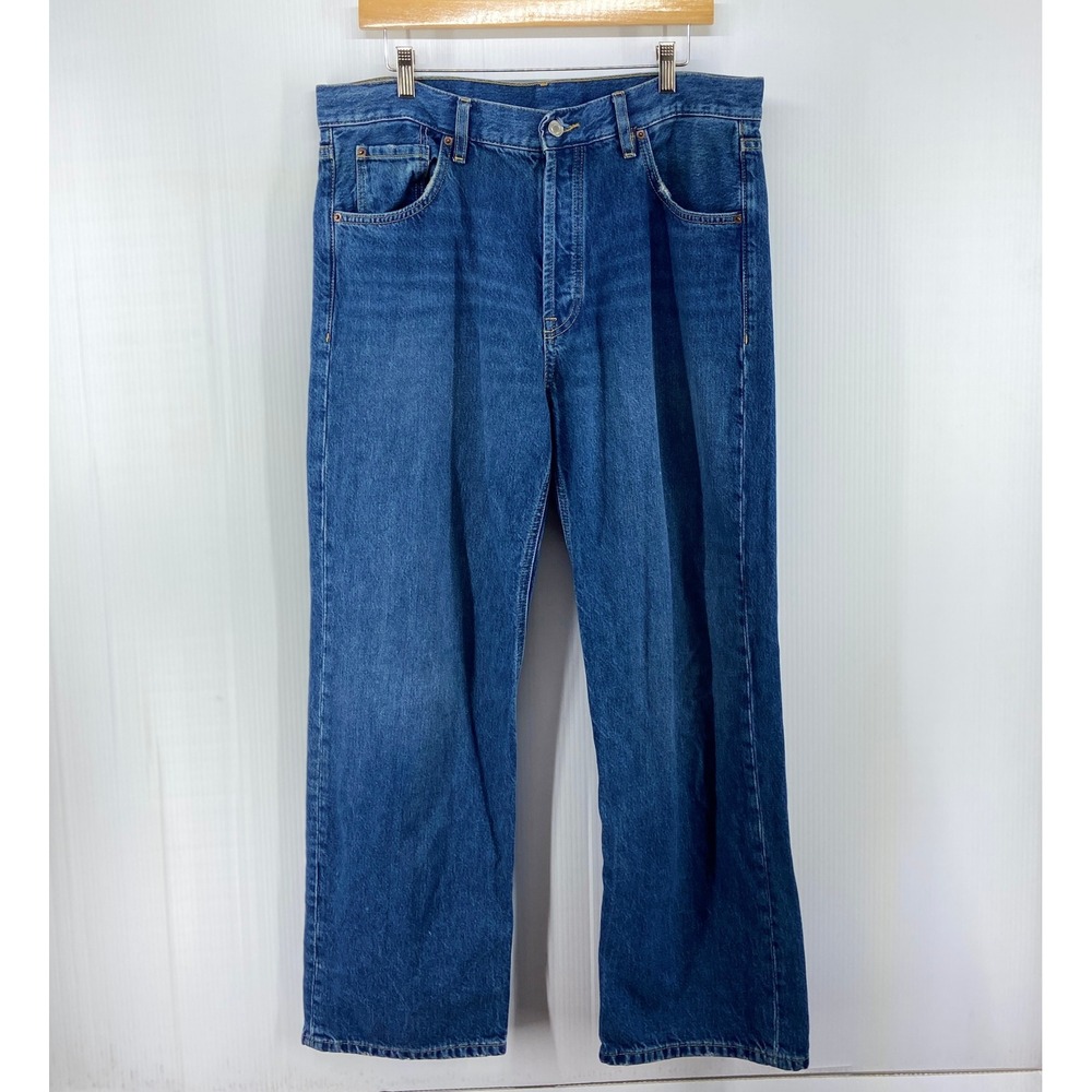 Mossimo Dutti 5039 Straight Leg High Rise Blue Denim Buttonfly Jeans Womens 12